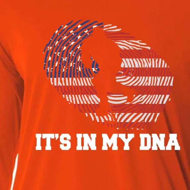 Its In My Dna Ice Hockey Us Flag Patriot Sport Love Funny Gift Cooling Performance Long Sleeve Crew