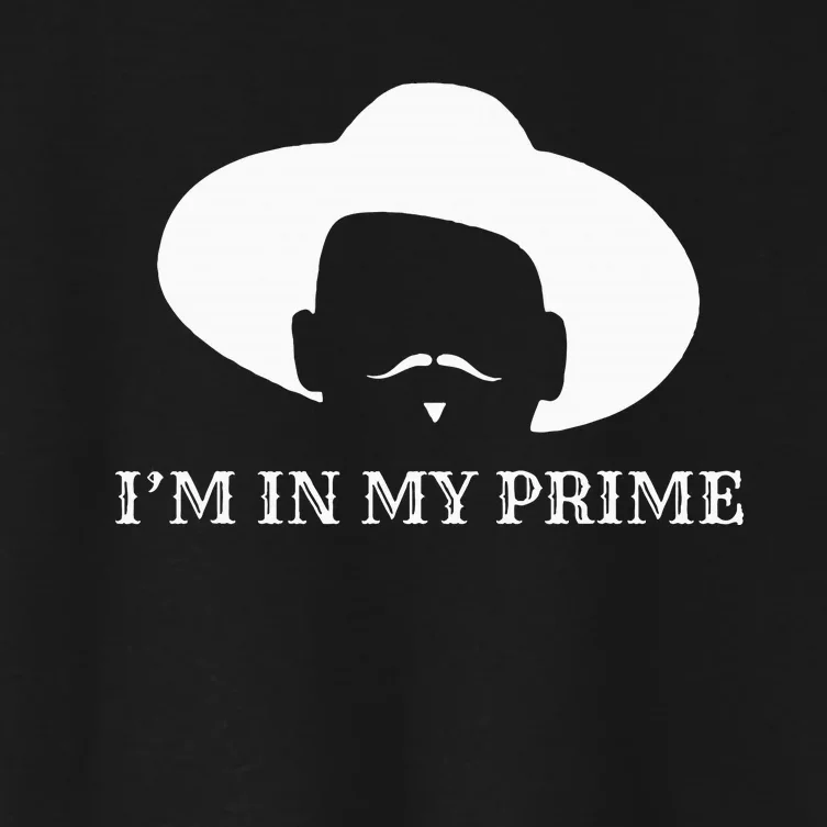 IM In My Prime Western Doc Holliday Cow Outlaw Mustache Women's Crop Top Tee