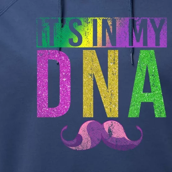 Its In My Dna Masquerade Funny Moustache Mardi Gras Great Gift Performance Fleece Hoodie