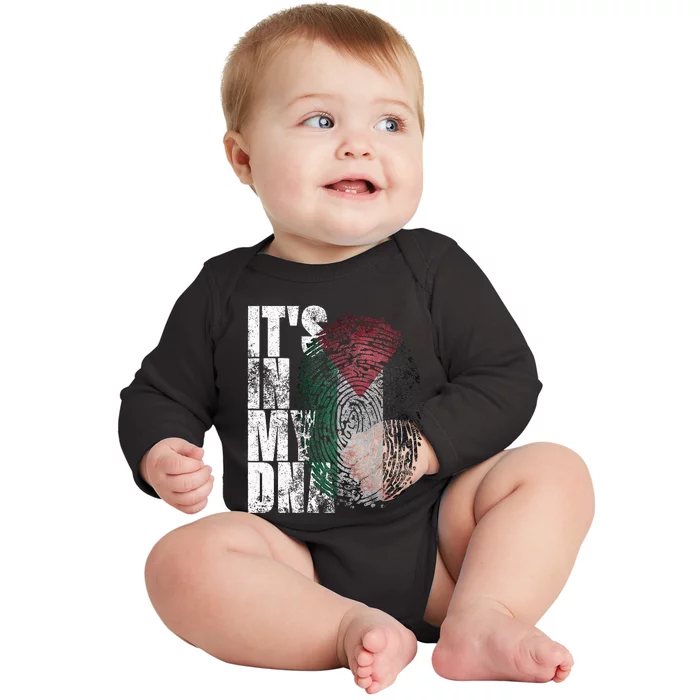 It's In My DNA Palestinian Arabic Gifts Palestine Flag Baby Long Sleeve Bodysuit