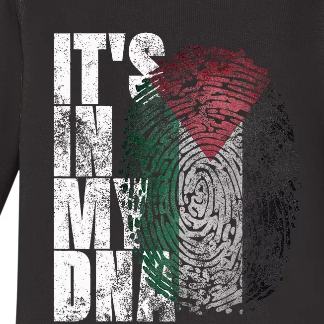 It's In My DNA Palestinian Arabic Gifts Palestine Flag Baby Long Sleeve Bodysuit