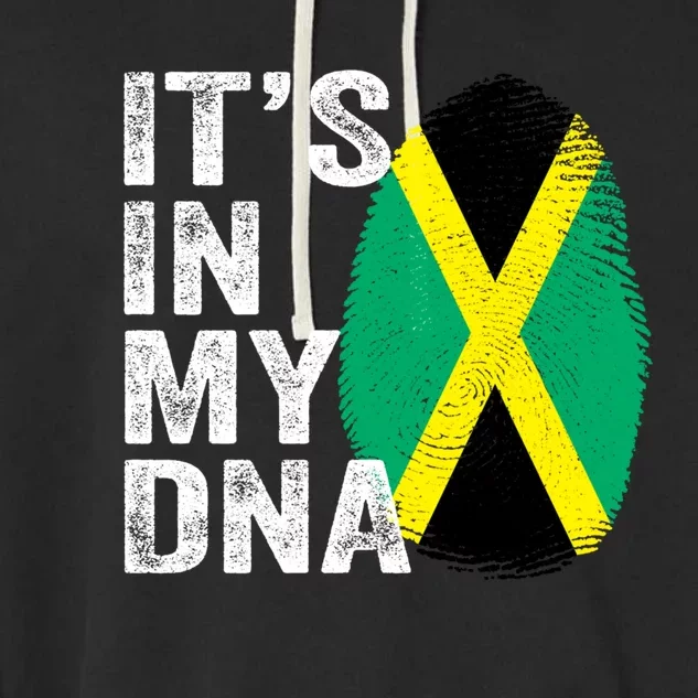 It's In My Dna Jamaican Flag Jamaica Fingerprint Gift Garment-Dyed Fleece Hoodie