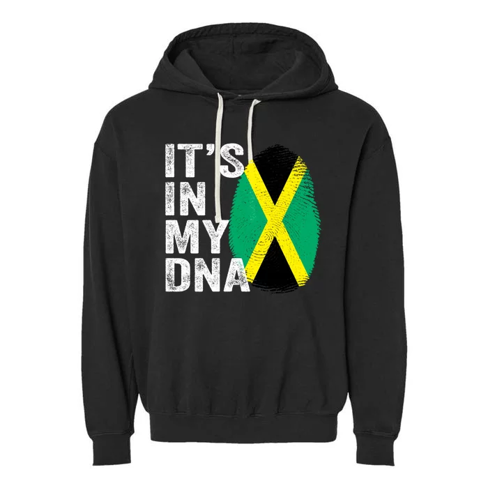 It's In My Dna Jamaican Flag Jamaica Fingerprint Gift Garment-Dyed Fleece Hoodie