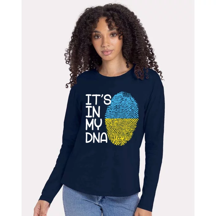 It's In My DNA Ukraine Fingerprint Womens Cotton Relaxed Long Sleeve T-Shirt