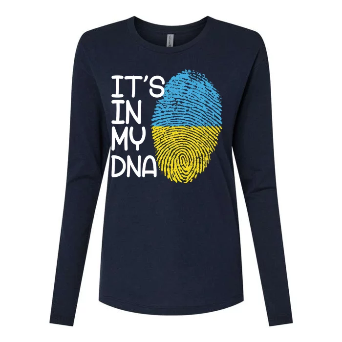 It's In My DNA Ukraine Fingerprint Womens Cotton Relaxed Long Sleeve T-Shirt