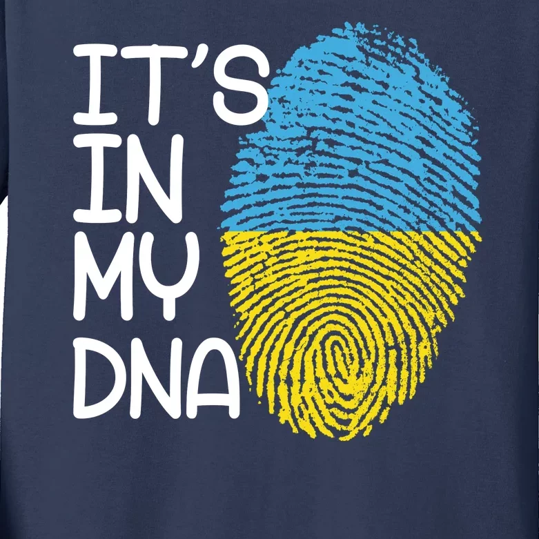 It's In My DNA Ukraine Fingerprint Kids Long Sleeve Shirt