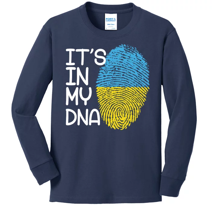 It's In My DNA Ukraine Fingerprint Kids Long Sleeve Shirt