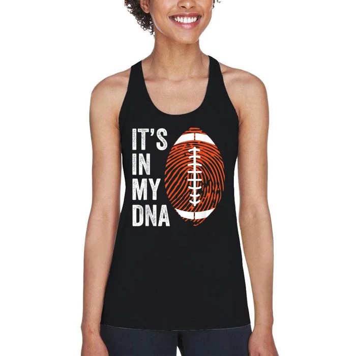 ItS In My Dna American Football Fingerprint Football Player Women's Racerback Tank