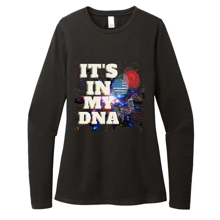 ITS IN MY DNA Moroccan American Flag England Womens CVC Long Sleeve Shirt