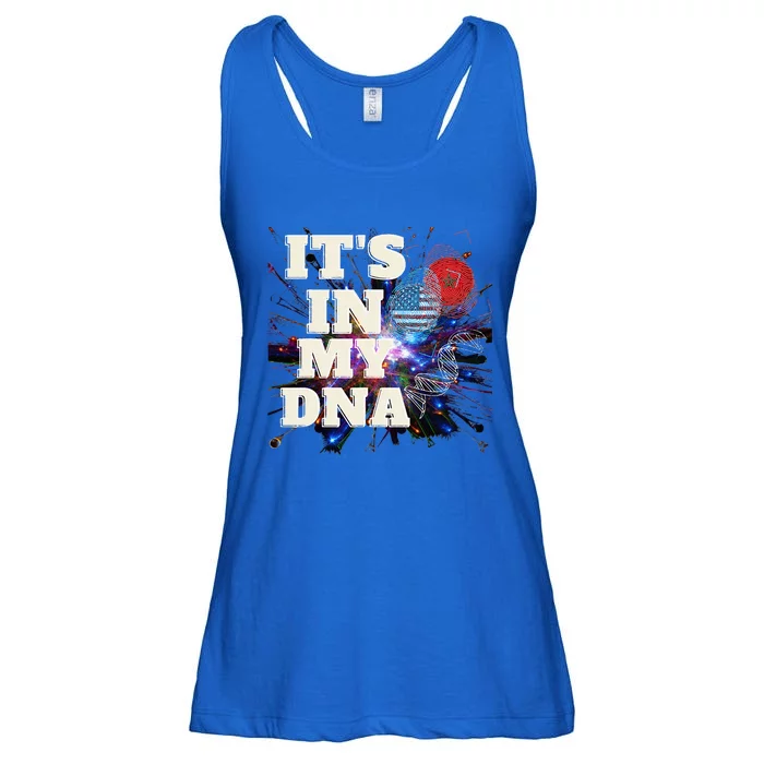 ITS IN MY DNA Moroccan American Flag England Ladies Essential Flowy Tank