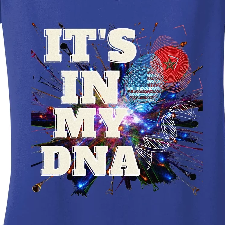 ITS IN MY DNA Moroccan American Flag England Women's V-Neck T-Shirt