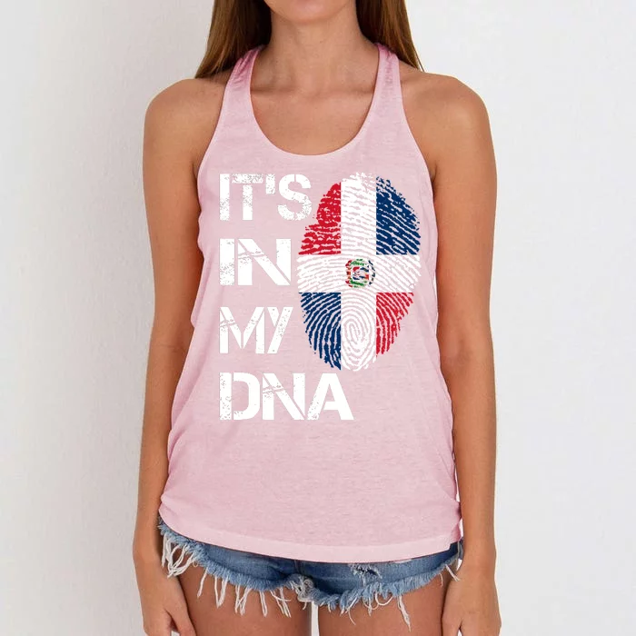 IT'S IN MY DNA Dominican Republic Flag Pride Gift Women's Knotted Racerback Tank