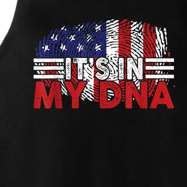 Its In My DNA American Flag Independence Day 4th Of July Ladies Tri-Blend Wicking Tank