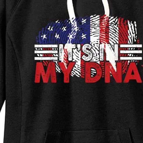 Its In My DNA American Flag Independence Day 4th Of July Women's Fleece Hoodie