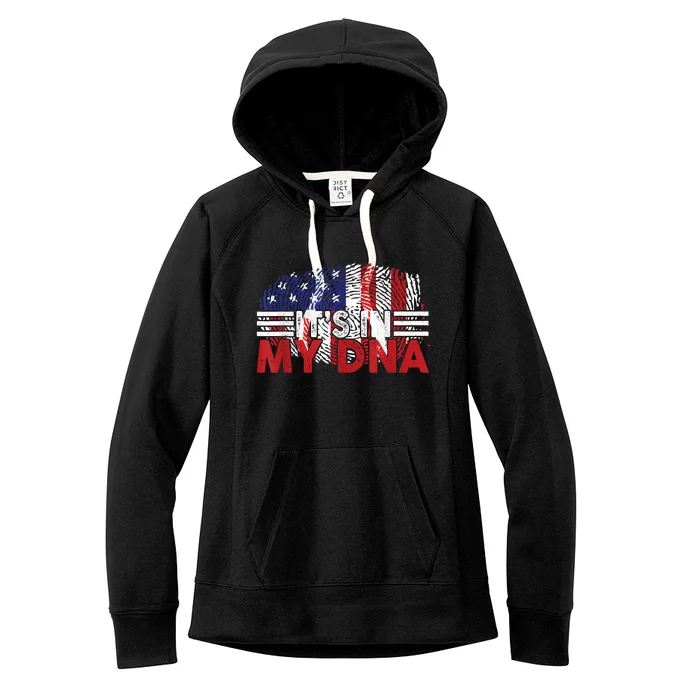 Its In My DNA American Flag Independence Day 4th Of July Women's Fleece Hoodie