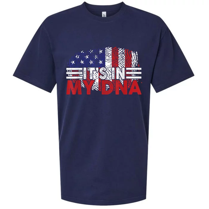 Its In My DNA American Flag Independence Day 4th Of July Sueded Cloud Jersey T-Shirt