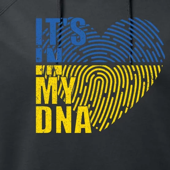 Its In My DNA Urkraine Flag Finger Print Performance Fleece Hoodie