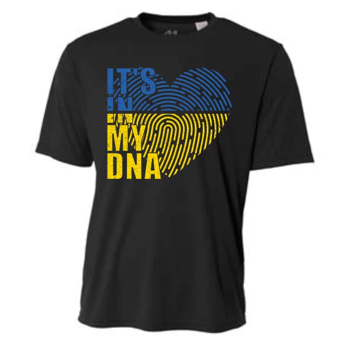 Its In My DNA Urkraine Flag Finger Print Cooling Performance Crew T-Shirt