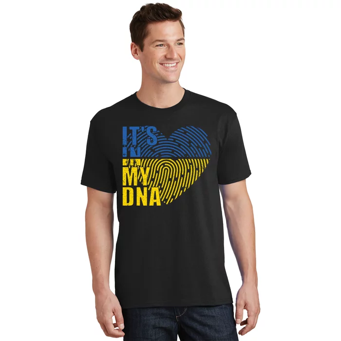 Its In My DNA Urkraine Flag Finger Print T-Shirt