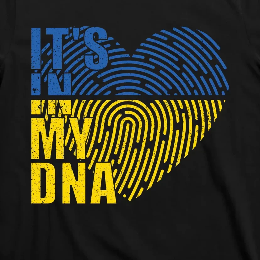 Its In My DNA Urkraine Flag Finger Print T-Shirt