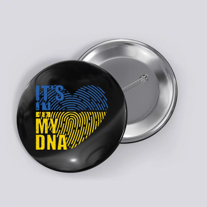 Its In My DNA Urkraine Flag Finger Print Button