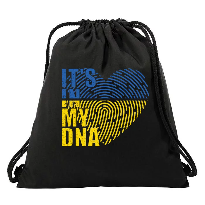 Its In My DNA Urkraine Flag Finger Print Drawstring Bag