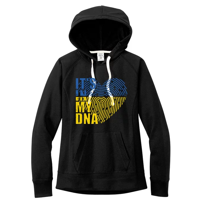 Its In My DNA Urkraine Flag Finger Print Women's Fleece Hoodie