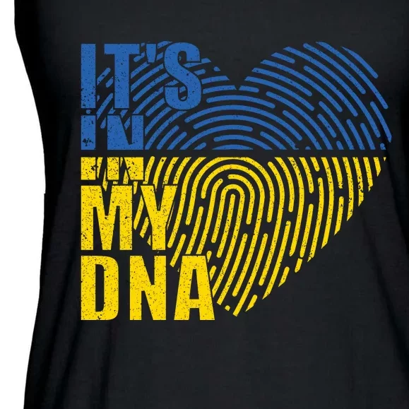 Its In My DNA Urkraine Flag Finger Print Ladies Essential Flowy Tank