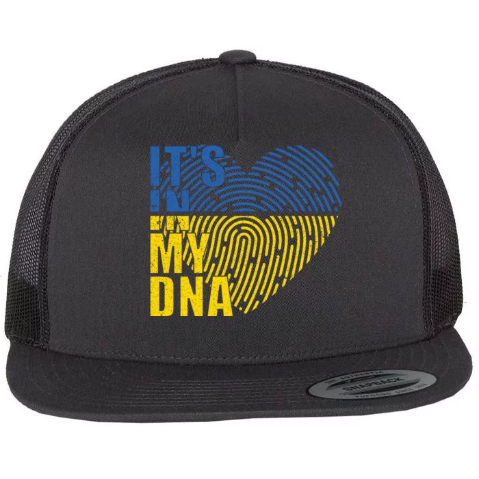 Its In My DNA Urkraine Flag Finger Print Flat Bill Trucker Hat