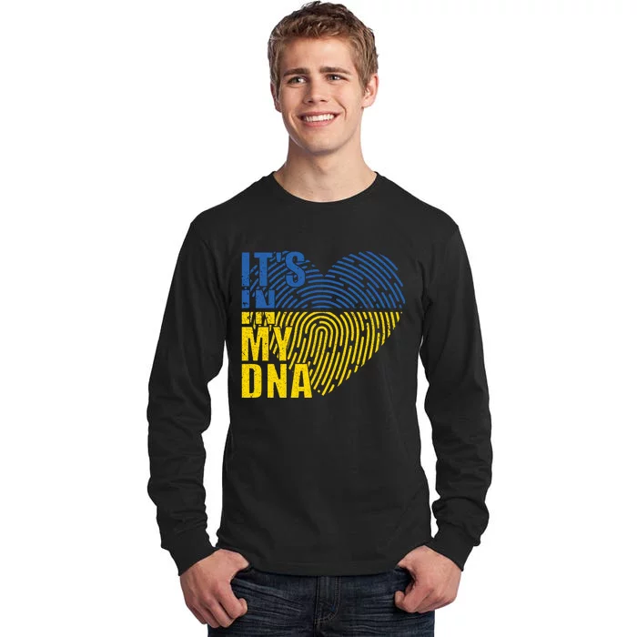 Its In My DNA Urkraine Flag Finger Print Tall Long Sleeve T-Shirt