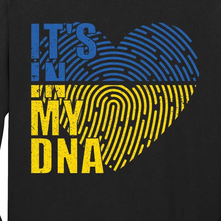 Its In My DNA Urkraine Flag Finger Print Tall Long Sleeve T-Shirt