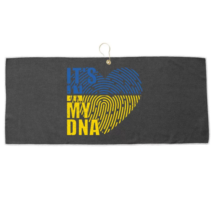 Its In My DNA Urkraine Flag Finger Print Large Microfiber Waffle Golf Towel