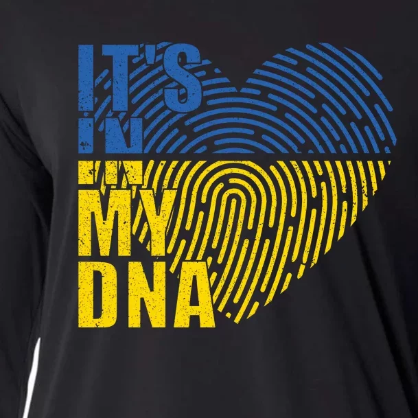 Its In My DNA Urkraine Flag Finger Print Cooling Performance Long Sleeve Crew