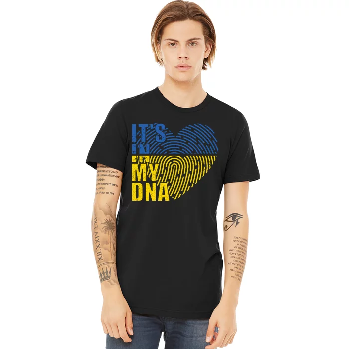 Its In My DNA Urkraine Flag Finger Print Premium T-Shirt