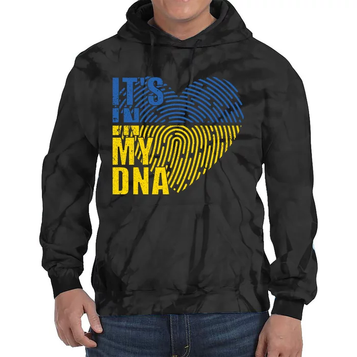 Its In My DNA Urkraine Flag Finger Print Tie Dye Hoodie