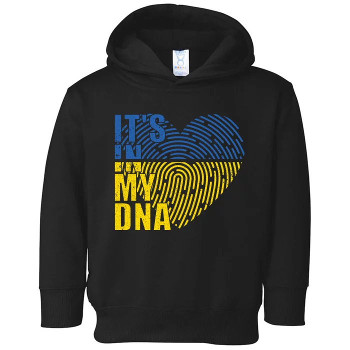 Its In My DNA Urkraine Flag Finger Print Toddler Hoodie