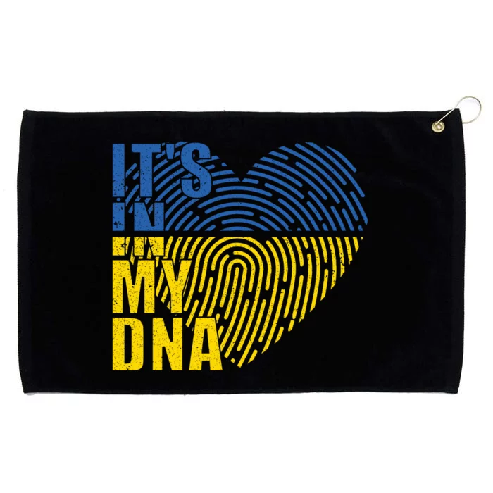 Its In My DNA Urkraine Flag Finger Print Grommeted Golf Towel