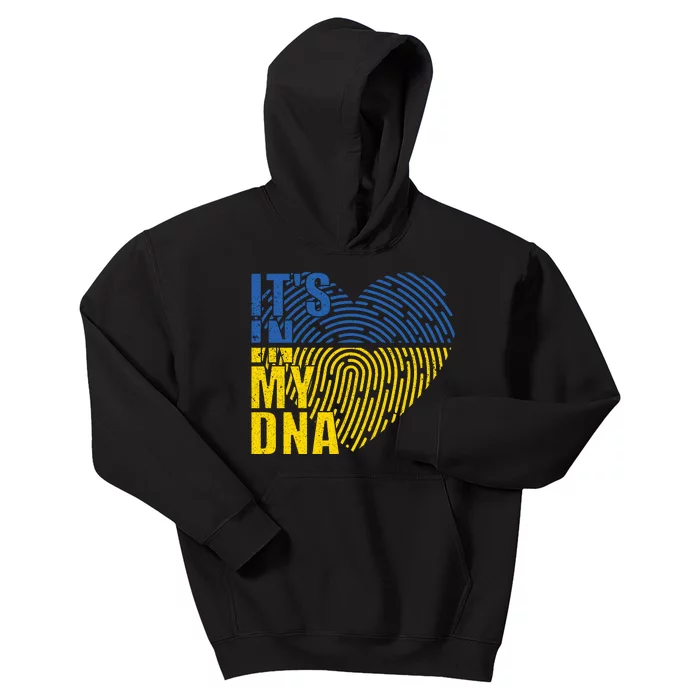 Its In My DNA Urkraine Flag Finger Print Kids Hoodie