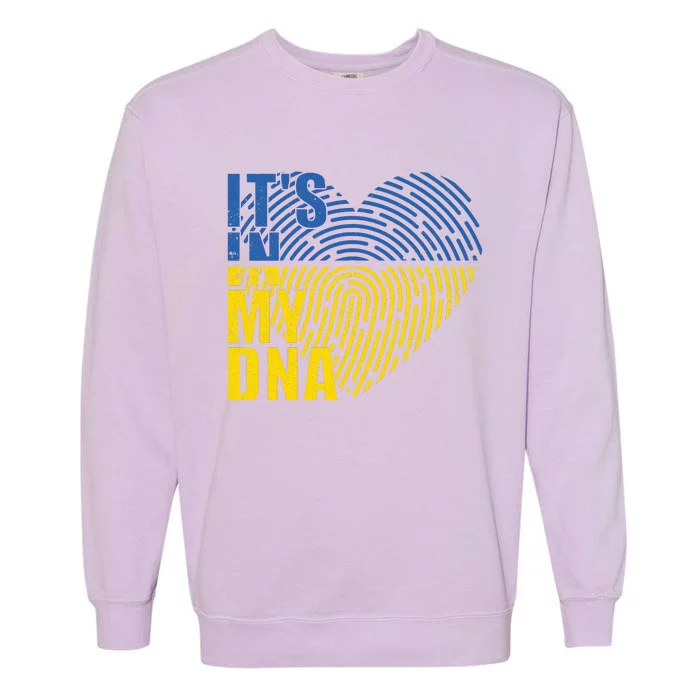 Its In My DNA Urkraine Flag Finger Print Garment-Dyed Sweatshirt