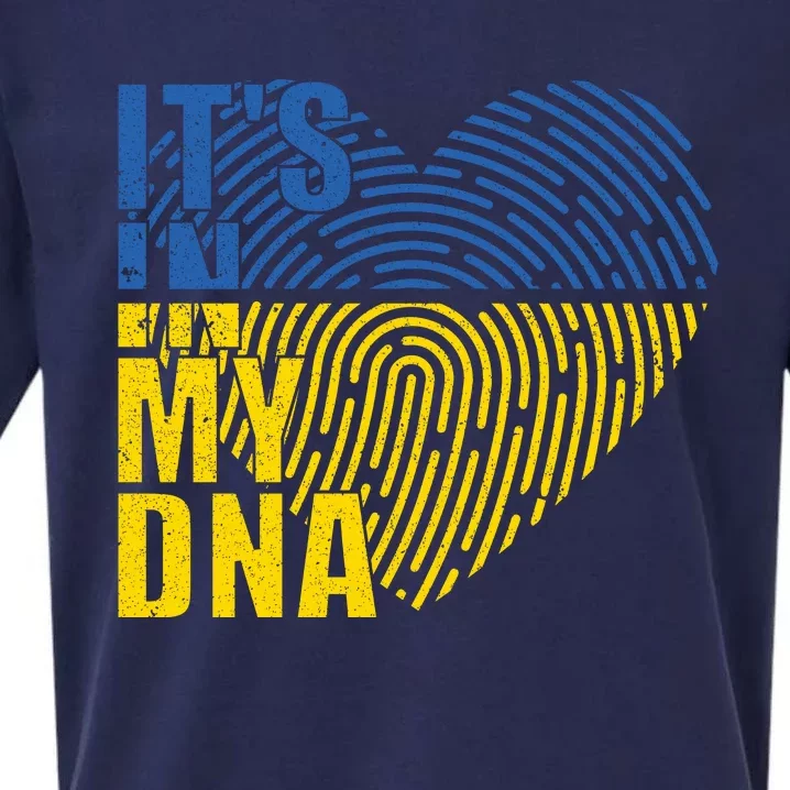 Its In My DNA Urkraine Flag Finger Print Sueded Cloud Jersey T-Shirt