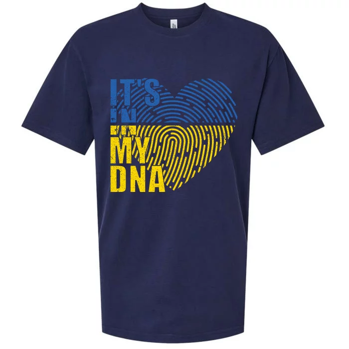 Its In My DNA Urkraine Flag Finger Print Sueded Cloud Jersey T-Shirt