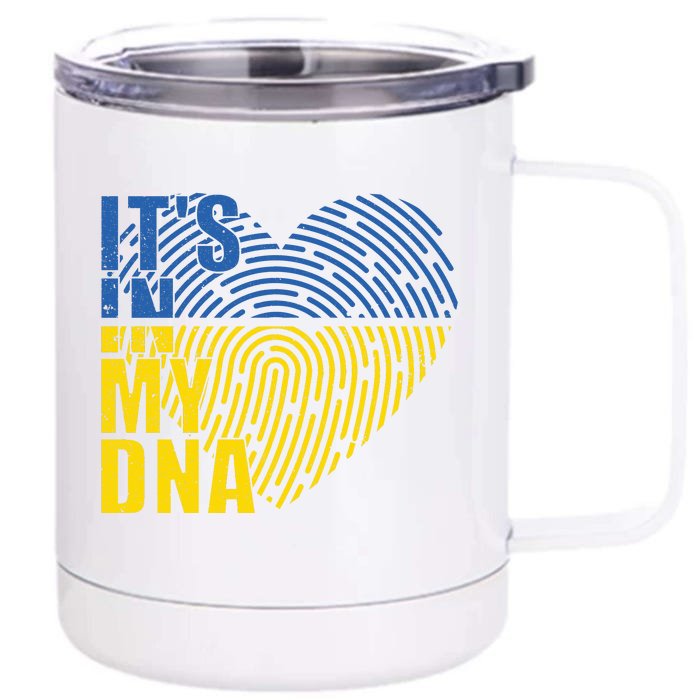 Its In My DNA Urkraine Flag Finger Print Front & Back 12oz Stainless Steel Tumbler Cup