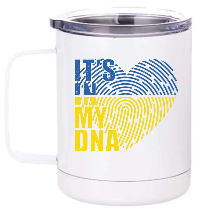 Its In My DNA Urkraine Flag Finger Print Front & Back 12oz Stainless Steel Tumbler Cup