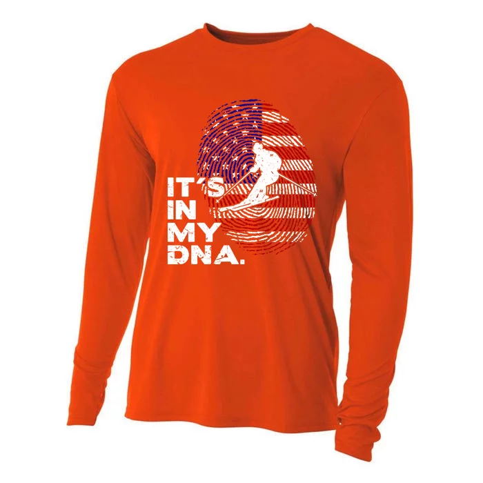 Its In My Dna Funny Ski Lovers Saying Gift Cooling Performance Long Sleeve Crew