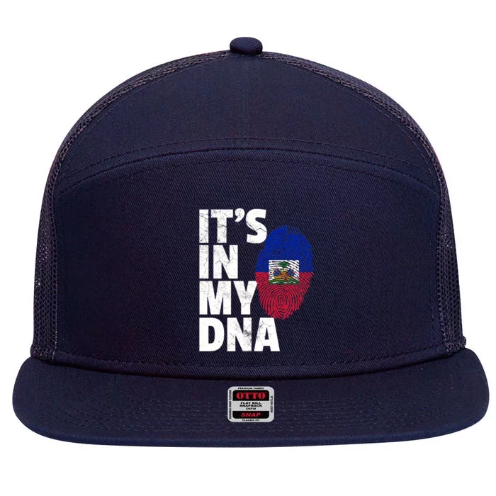 It's In My Dna Haiti Haitian Flag Pride Country Gift Mom Dad Meaningful Gift 7 Panel Mesh Trucker Snapback Hat