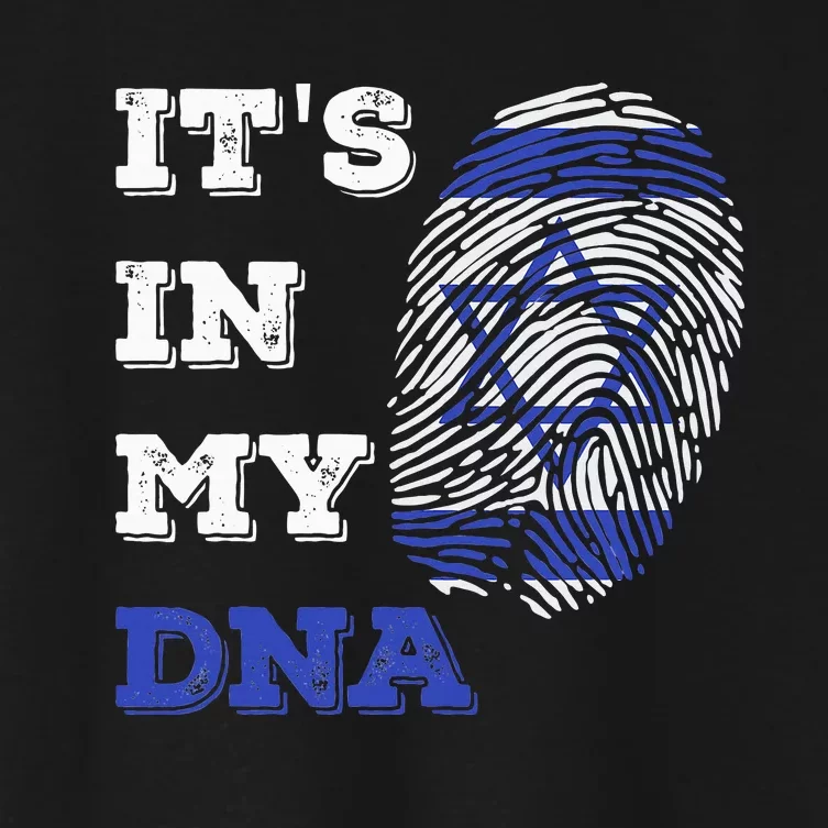 ItS In My Dna Israel Flag Fingerprint Israeli Patriotic Women's Crop Top Tee