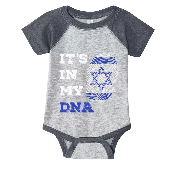 ItS In My Dna Israel Flag Fingerprint Israeli Patriotic Infant Baby Jersey Bodysuit