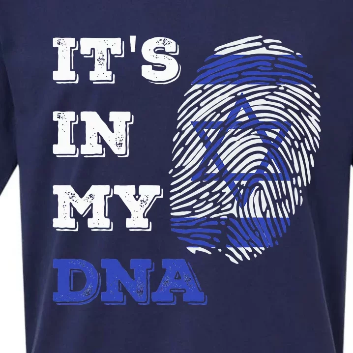 ItS In My Dna Israel Flag Fingerprint Israeli Patriotic Sueded Cloud Jersey T-Shirt