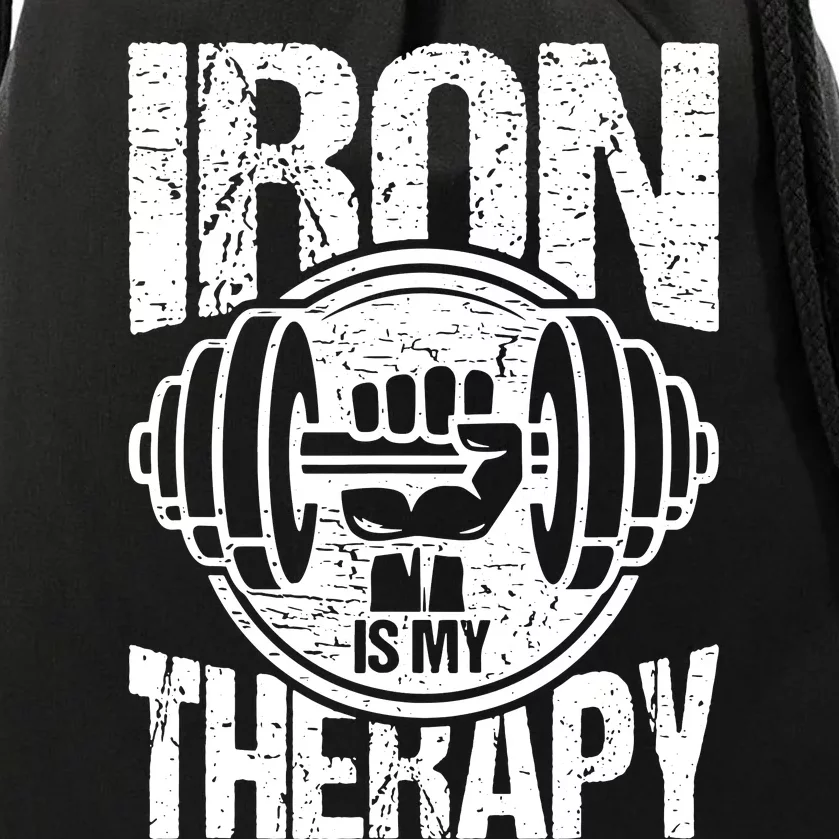 Iron Is My Therapy Gym Drawstring Bag