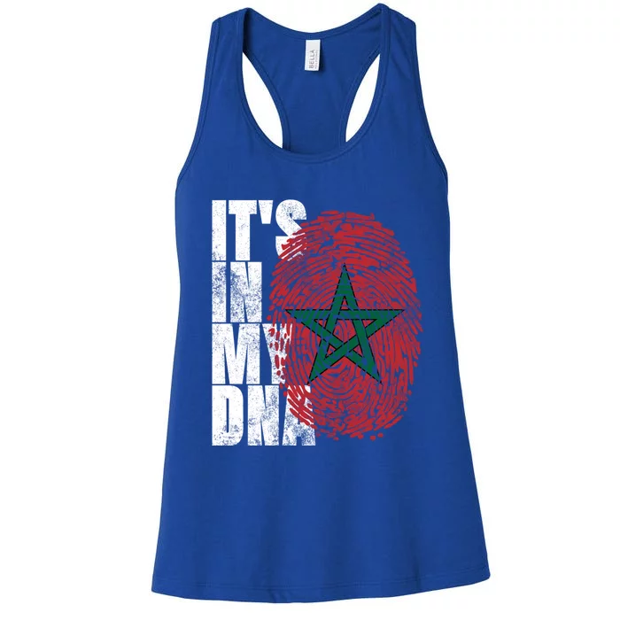 Its In My Dna Moroccan African Funny Gift Moorish Morocco Flag Gift Women's Racerback Tank